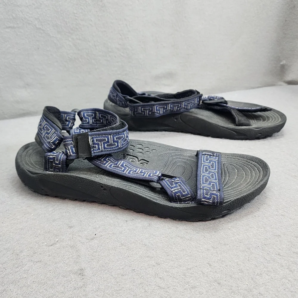 Teva Hurricane Sport Sandals Navy Greek Key Strap Shoc Pad Mens 9